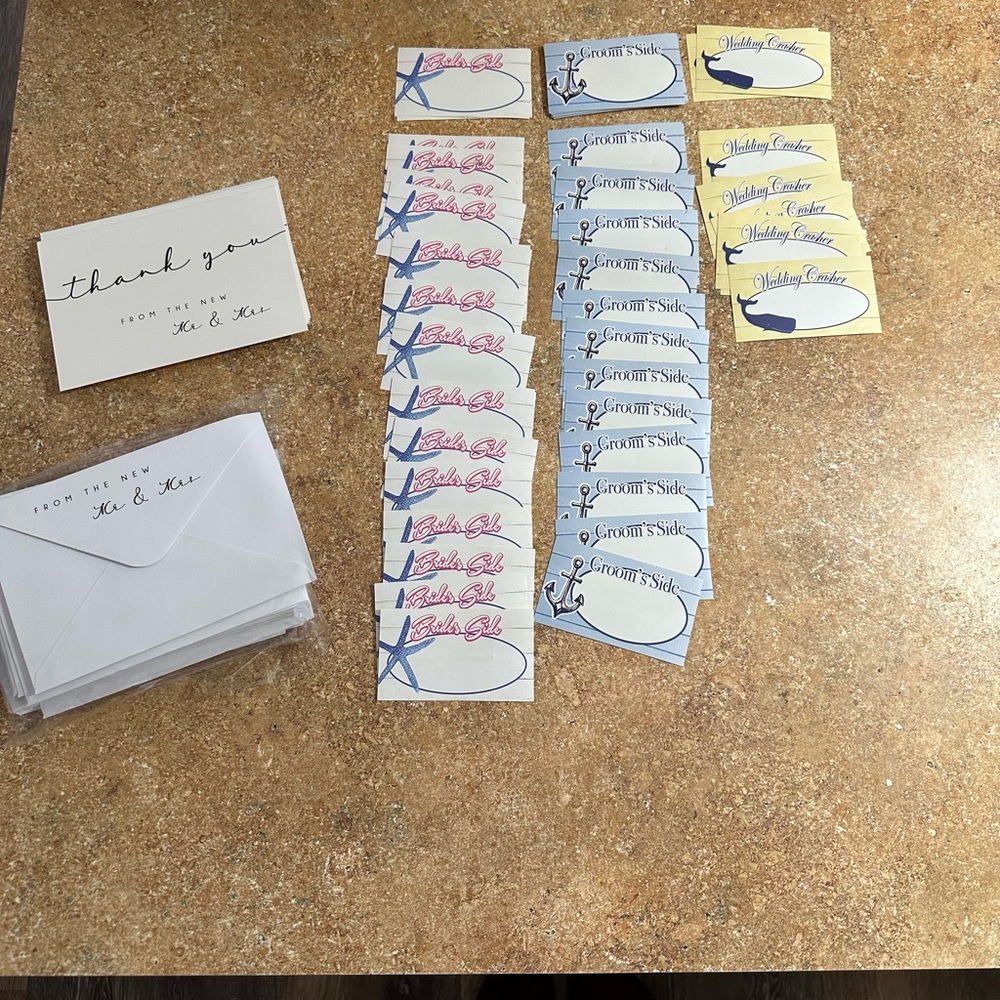 WEDDING THANK YOU NOTES & NAME TAGS
